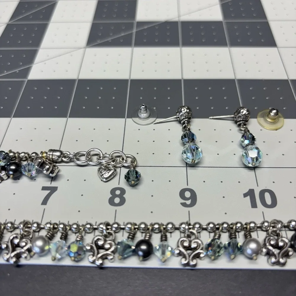 Brighton Cannes 3 P Set Swarovski Crystal Retired Necklace Bracelet Earring Blue